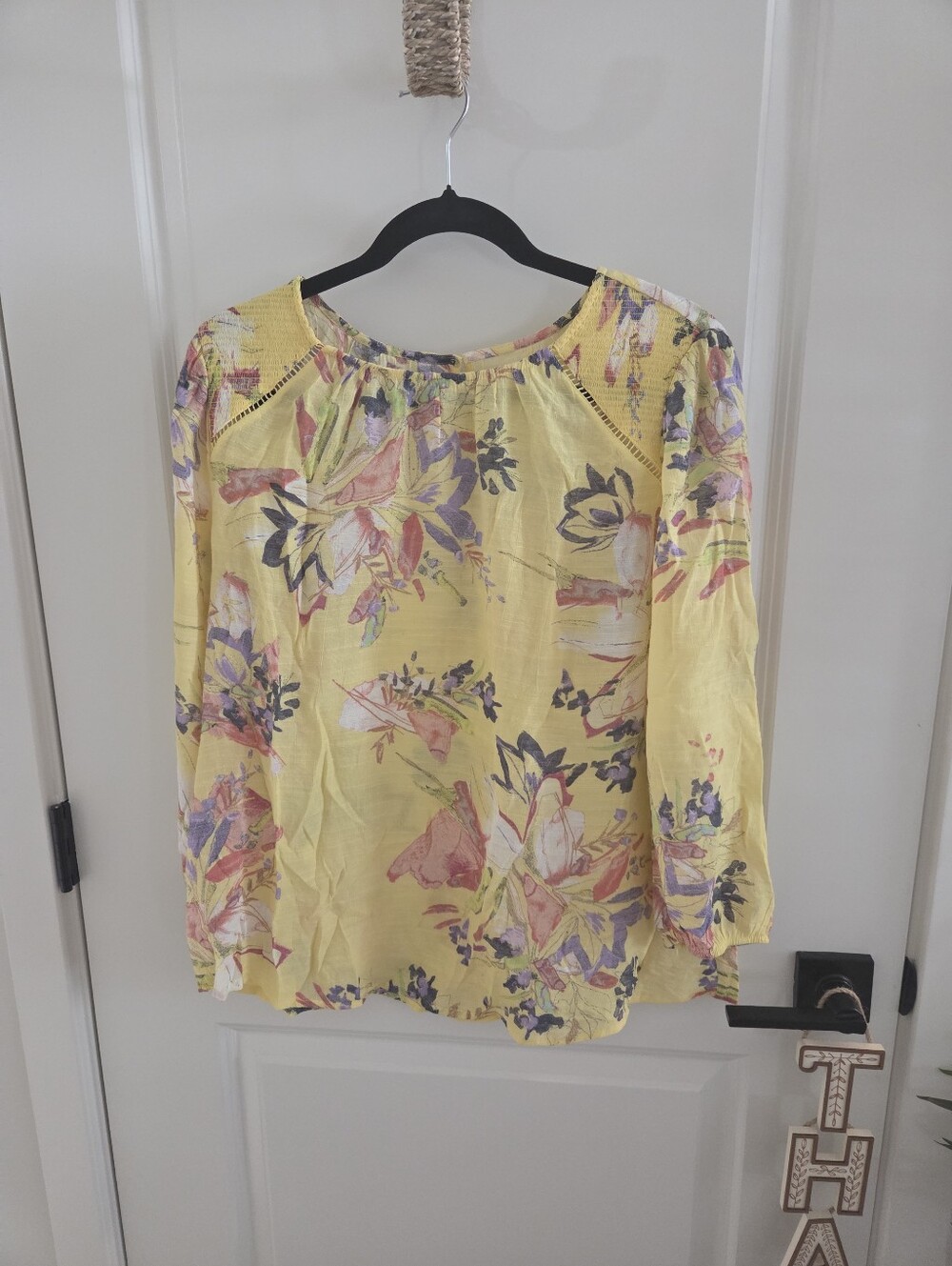 Floral Yellow Long-Sleeve Women's Top